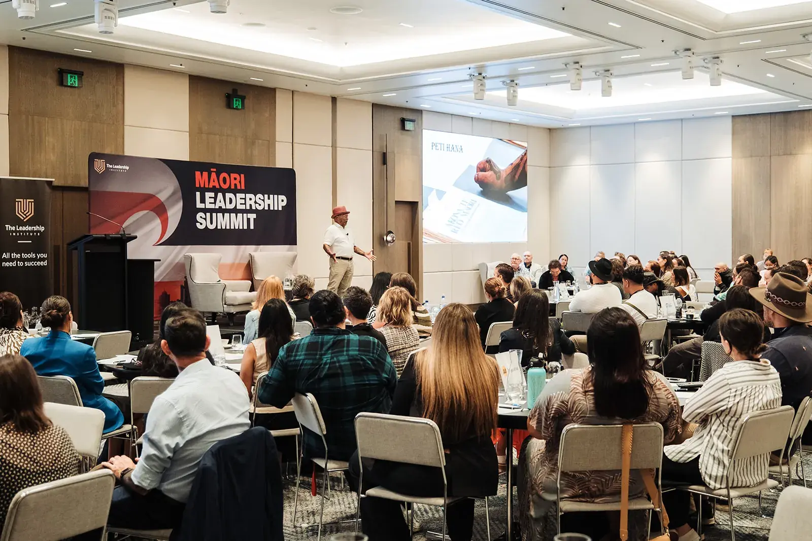 The full conference room at the Māori Leadership Summit 2025, Tāmaki Makaurau